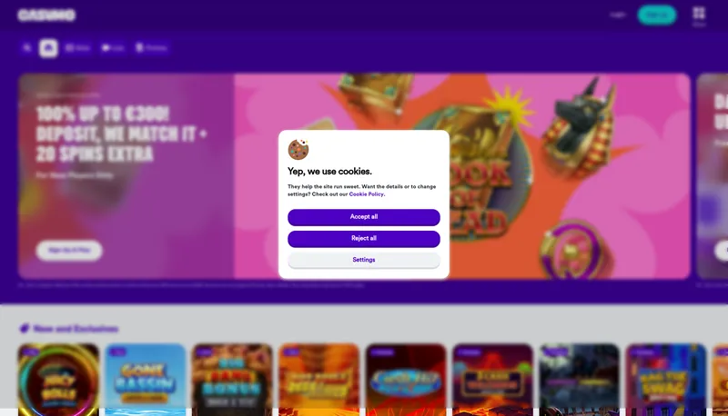 Casumo hjemmeside screenshot 2026 - casino bonus oversigt